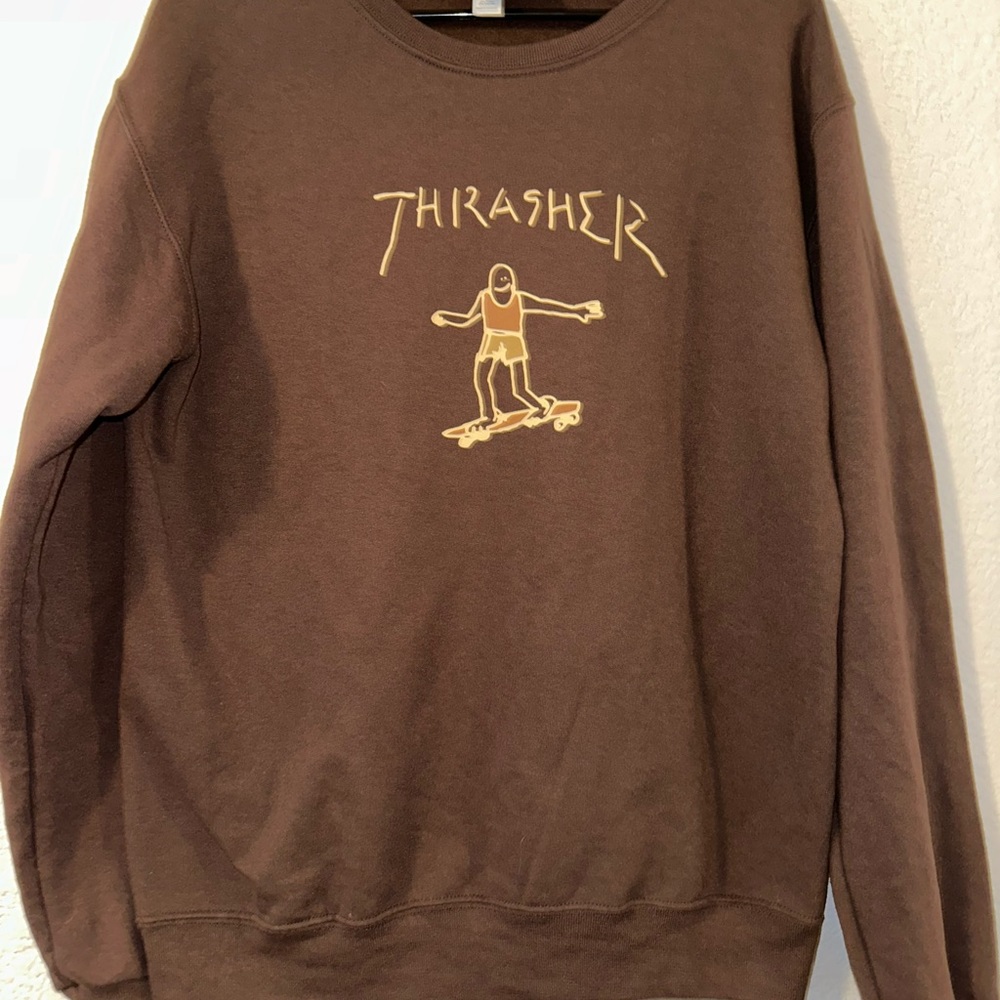 Thrasher Gonz Logo Brown Crewneck Sweatshirt